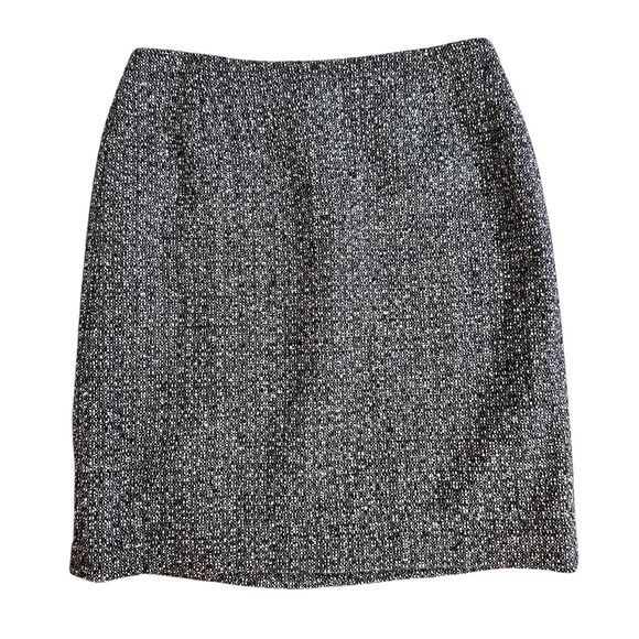 Eddie Bauer Black & White Tweed Wool Blend Lined Zip Back Pencil Skirt Size 14 - Picture 1 of 6